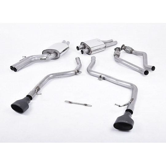 Milltek Sport výfukový systém cat-back Race verze (nemá scvhálení pro provoz) pro Audi S5 3.0 TFSI B8 Coupe/Cabriolet (S tronic) 2009-2011, typ koncovek: oválné černé Milltek Sport výfukový systém cat-back Race verze (nemá scvhálení pro provoz) pro Audi S5 3.0 TFSI B8 Coupe/Cabriolet (S tronic) 2009-2011, typ koncovek: oválné černé