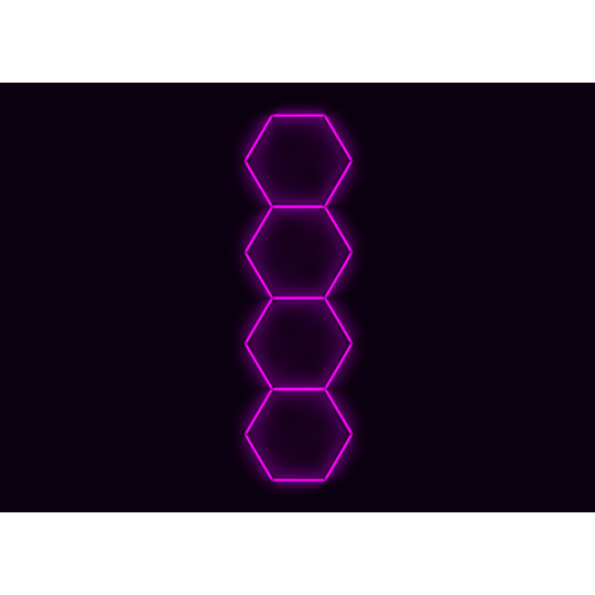 Kompletní LED hexagonové svítidlo růžové, rozměr: 4 elementy 97 x 327 cm
