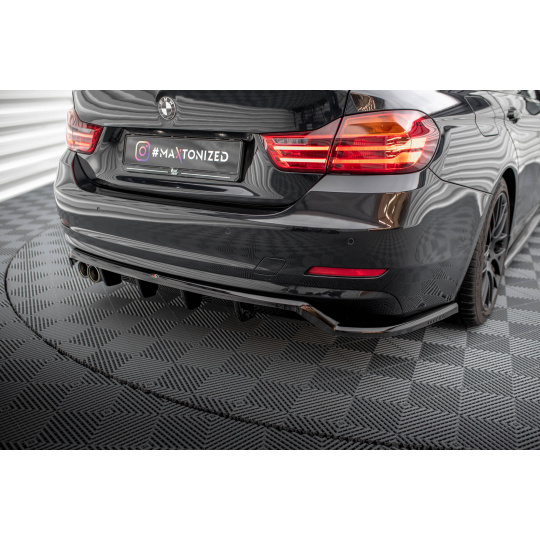 Maxton Design středový spoiler pod zadní nárazník s žebrováním pro BMW řada 4 F36, černý lesklý plast ABS
