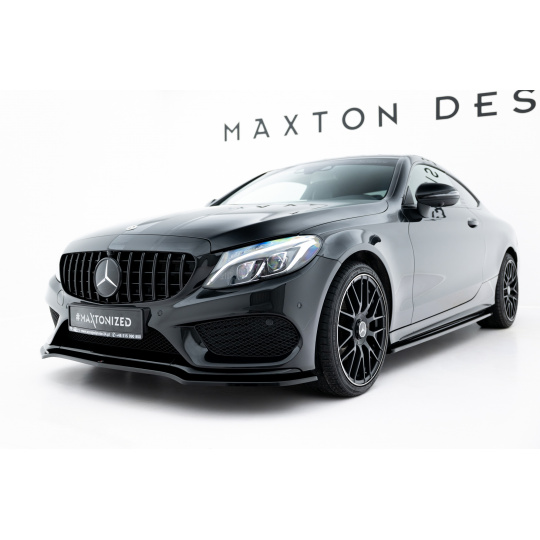 Maxton Design spoiler pod přední nárazník ver.1 pro Mercedes třída C W205/AMG-Line, černý lesklý plast ABS