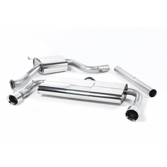 Milltek Sport homologovaný výfuk cat-back E-Mark System pro Volkswagen Golf MK7 GTi (vč. GTi Performance Pack, Clubsport/Clubsport S) 2013-2016, typ koncovek: GT-100 leštěné