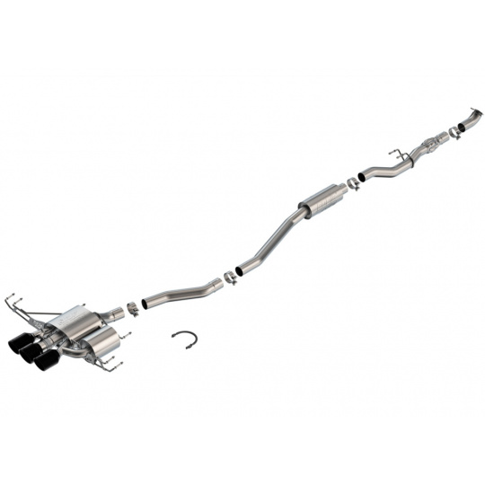 Borla Cat-Back výfukový systém "S-Type" pro Honda Civic Type R, 2,0L Turbo, manual, FWD, 4-dveř., r.v. 2023-2024, typ koncovek: černé