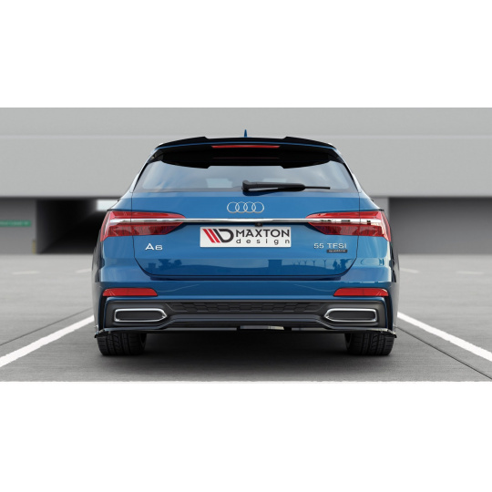 Maxton Design středový spoiler zadního nárazníku pro Audi A6 C8, černý lesklý plast ABS, S-Line