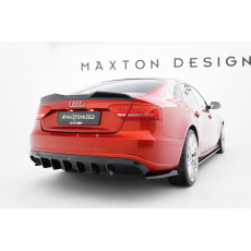 Maxton Design vložka zadního nárazníku pro Audi A5 8T, černý lesklý plast ABS, S-Line Sportback, verze s dvojitou koncovkou na jedné straně