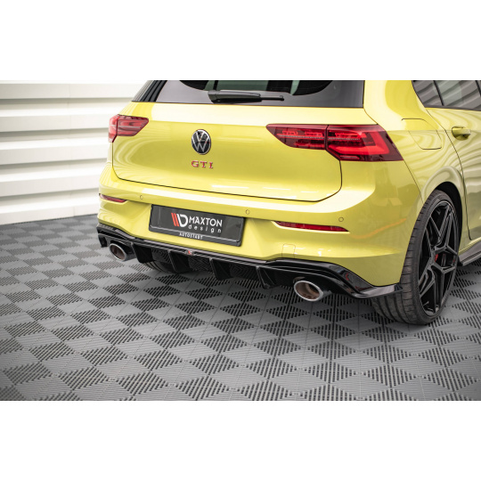 Maxton Design vložka zadního nárazníku pro Volkswagen Golf GTI Mk8, černý lesklý plast ABS, Clubsport