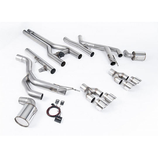 Milltek Sport Front Pipe-back Active "H" System pro Dodge Challenger SRT Hellcat (vč. Redeye a Widebody modelů) 2015-2022, GT-100 leštěné koncovky Milltek Sport Front Pipe-back Active "H" System pro Dodge Challenger SRT Hellcat (vč. Redeye a Widebody modelů) 2015-2022, GT-100 leštěné koncovky