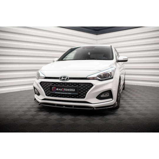 Maxton Design spoiler pod přední nárazník ver.2 pro Hyundai i20 Mk2 Facelift, černý lesklý plast ABS