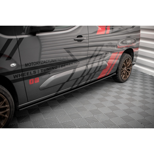Maxton Design difuzory pod boční prahy pro Peugeot Partner Mk3, černý lesklý plast ABS