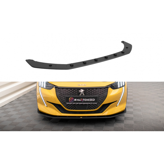 Maxton Design "Street Pro" spoiler pod přední nárazník pro Peugeot 208 GT Mk2, plast ABS bez povrchové úpravy, s červenou linkou