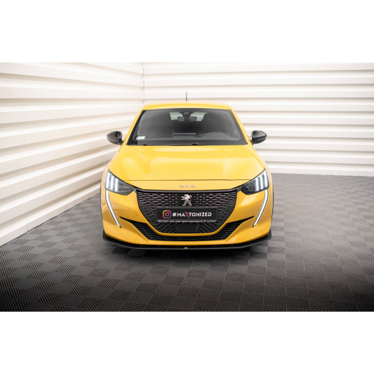 Maxton Design "Street Pro" spoiler pod přední nárazník pro Peugeot 208 GT Mk2, plast ABS bez povrchové úpravy, s červenou linkou