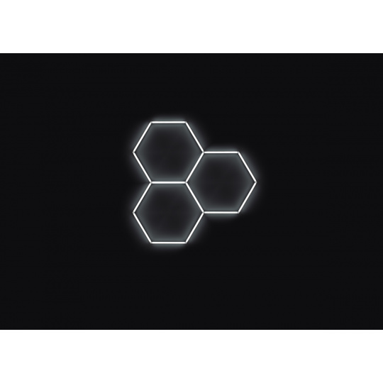 Kompletní LED hexagonové svítidlo bílé 4500 K, rozměr: 3 elementy 168 x 166 cm