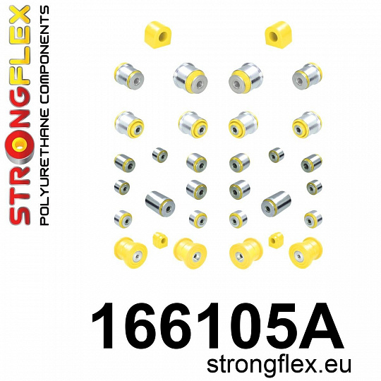 166105A: Strongflex Kompletní sada silentbloků pro zavěšení varianta SPORT 166105A: Strongflex Kompletní sada silentbloků pro zavěšení varianta SPORT