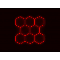 Kompletní LED hexagonové svítidlo červené, rozměr: 8 elementů 252 x 238 cm
