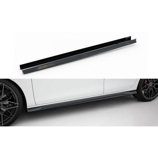 Maxton Design difuzory pod boční prahy ver.3 pro Volkswagen Golf GTI Mk8, černý lesklý plast ABS