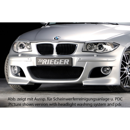 Rieger přední nárazník pro BMW řada 1 E87 4-dvéř. před faceliftem, plast ABS bez povrchové úpravy, pro vozy bez ostřikovačů světlometů a parkovacího asistenta (PDC)