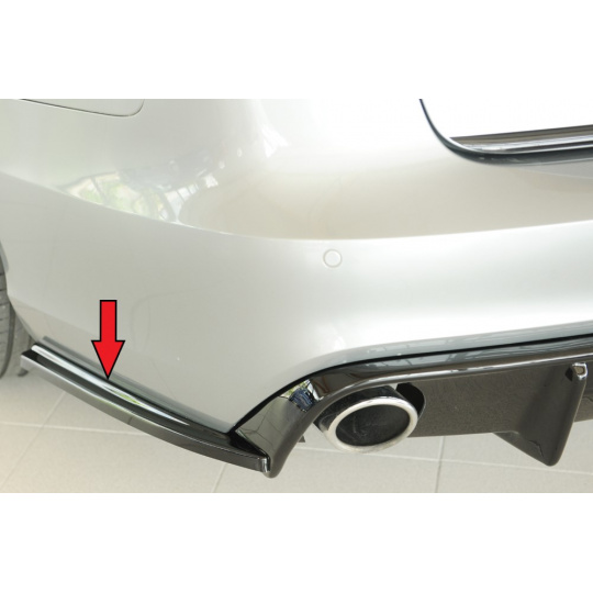 Rieger spoiler pod zadní nárazník na levé straně pro Audi A6 S6 4G, C7 sedan r.v. 02/12-08/14, plast ABS lakovaný do černé lesklé barvy