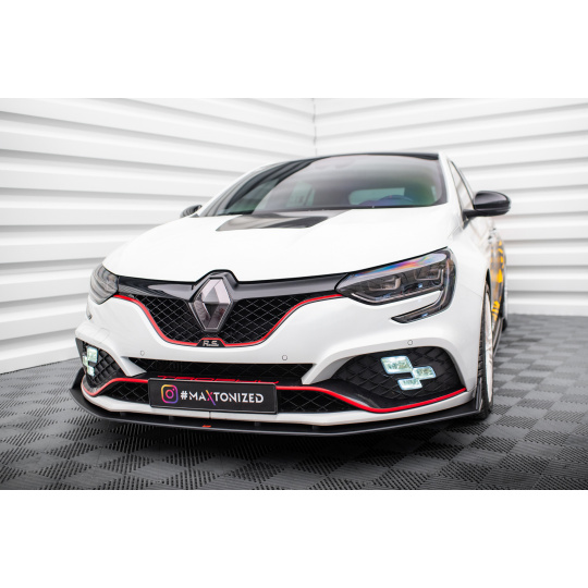 Maxton Design "Street Pro" spoiler pod přední nárazník pro Renault Megane RS Mk4, plast ABS bez povrchové úpravy, s červenou linkou
