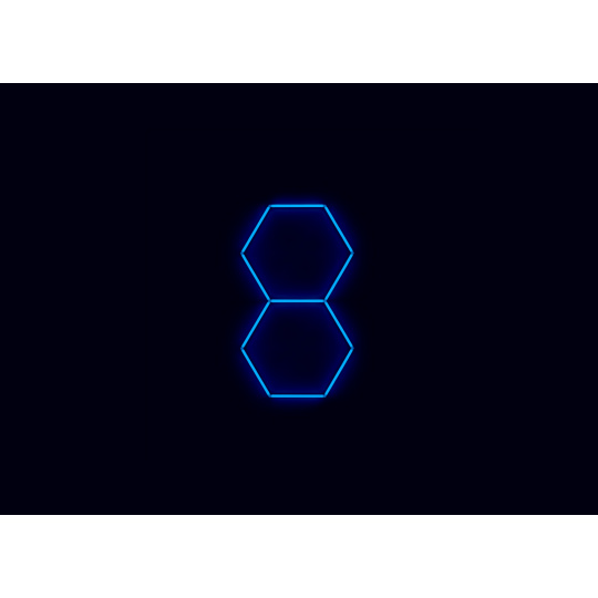 Kompletní LED hexagonové svítidlo modré, rozměr: 2 elementy 97 x 168 cm