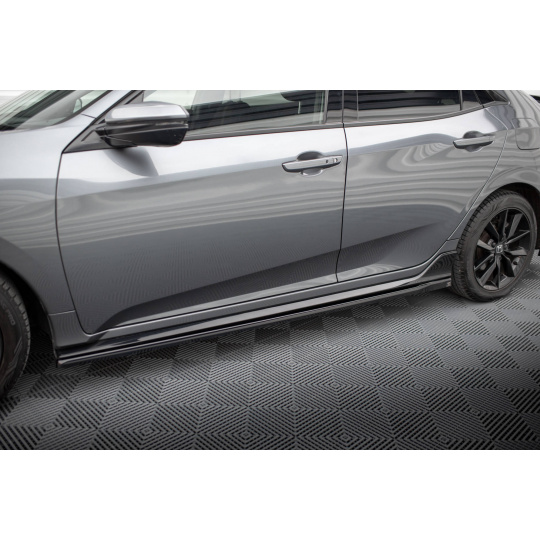 Maxton Design difuzory pod boční prahy pro Honda Civic Mk10 Sport, černý lesklý plast ABS