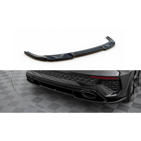 Maxton Design středový spoiler zadního nárazníku pro Audi RS3 8Y, černý lesklý plast ABS, Sportback