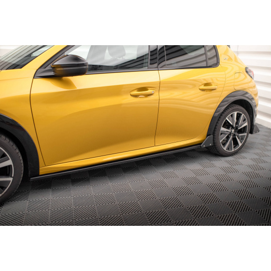 Maxton Design difuzory pod boční prahy s křidélky pro Peugeot 208 GT Mk2, černý lesklý plast ABS