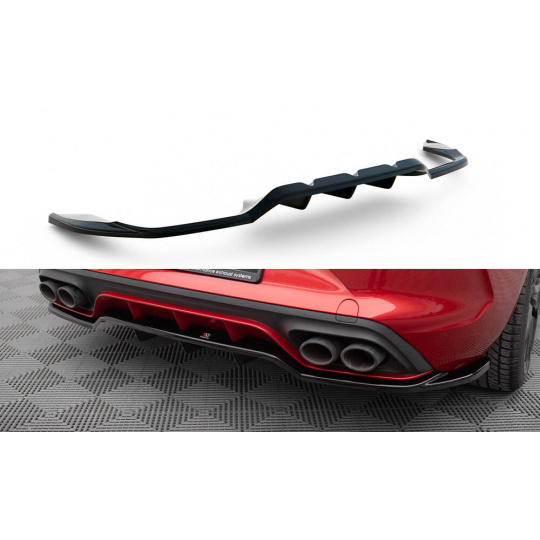 Maxton Design středový spoiler pod zadní nárazník s žebrováním pro Cupra Leon, černý lesklý plast ABS, Hatchback
