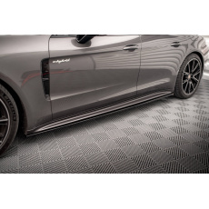 Maxton Design difuzory pod boční prahy pro Porsche Panamera 971 E-Hybrid, černý lesklý plast ABS