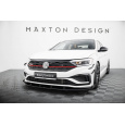 Maxton Design "Street Pro" spoiler pod přední nárazník s křidélky pro Volkswagen Jetta Mk7 GLI, černý lesklý plast ABS, s černou linkou