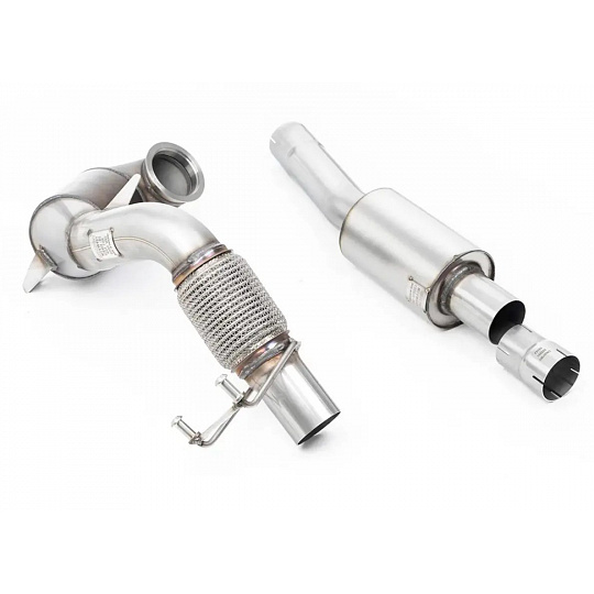 Milltek Sport litinový downpipe s Race katalyzátorem s rezonátorem pro Volkswagen Polo GTI 2.0 TSI (AW 5-dvéř.) bez GPF/OPF 2018-2019, pro OE Cat Back systém