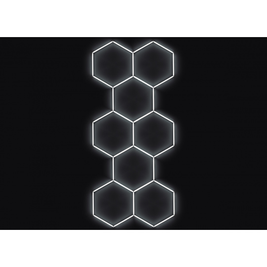 Kompletní LED hexagonové svítidlo bílé 4500 K, rozměr: 8 elementů 166 x 386 cm