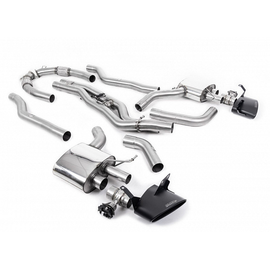 Milltek Sport výfukový systém OPF/GPF Back (Twin 80mm) - (nejhlasitější) pro Audi RS7 C8 4.0 V8 bi-turbo (s OPF/GPF) 2019-2024, oválné černé koncovky, není vyžadován zásah do OE vedení