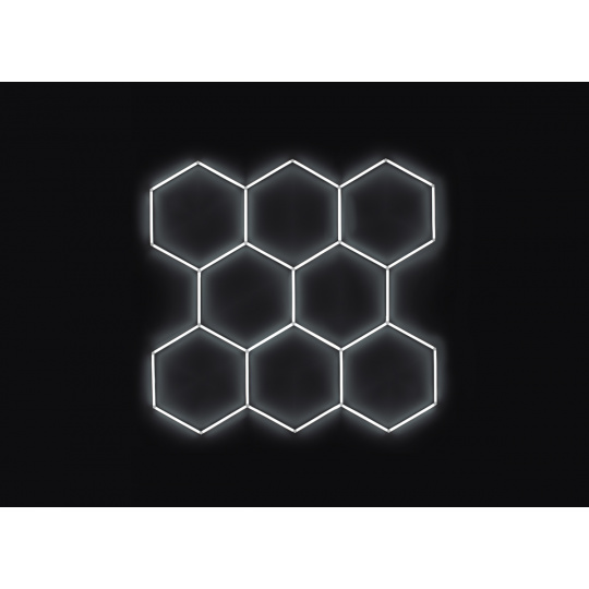 Kompletní LED hexagonové svítidlo bílé 4500 K, rozměr: 8 elementů 252 x 238 cm