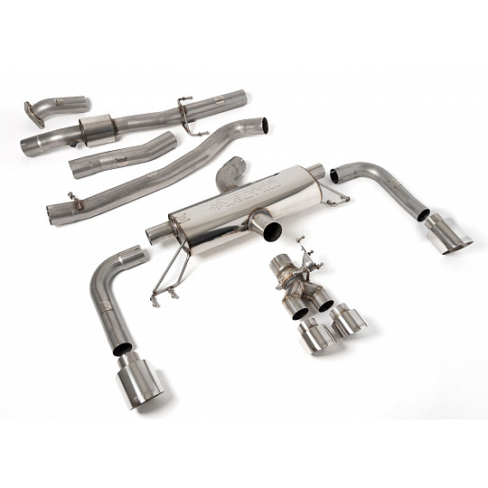 Milltek Sport výfukový systém primary cat-back 76.2mm / 3" bez rezonátoru (nejhlasitější) pro Toyota Corolla GR Corolla 1.6 Turbo 2023-2024, GT typ koncovek: GT leštěné