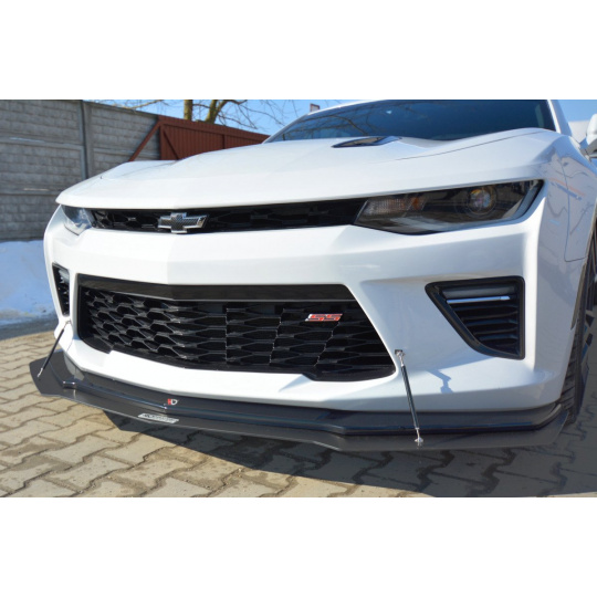 Maxton Design hybridní spoiler pod přední nárazník pro Chevrolet Camaro 6, černý lesklý plast ABS, včetně modelu 2018+