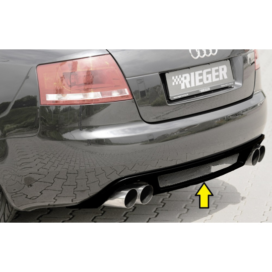 Rieger vložka zadního nárazníku (GBL-55270) pro Audi A4 8H kabriolet, plast ABS lakovaný do černé lesklé barvy Rieger vložka zadního nárazníku (GBL-55270) pro Audi A4 8H kabriolet, plast ABS lakovaný do černé lesklé barvy