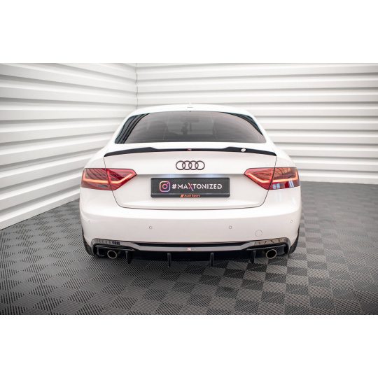 Maxton Design vložka zadního nárazníku pro Audi A5 8T FL, černý lesklý plast ABS, s jednoduchou koncovkou na obou stranách