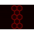 Kompletní LED hexagonové svítidlo červené, rozměr: 8 elementů 166 x 386 cm