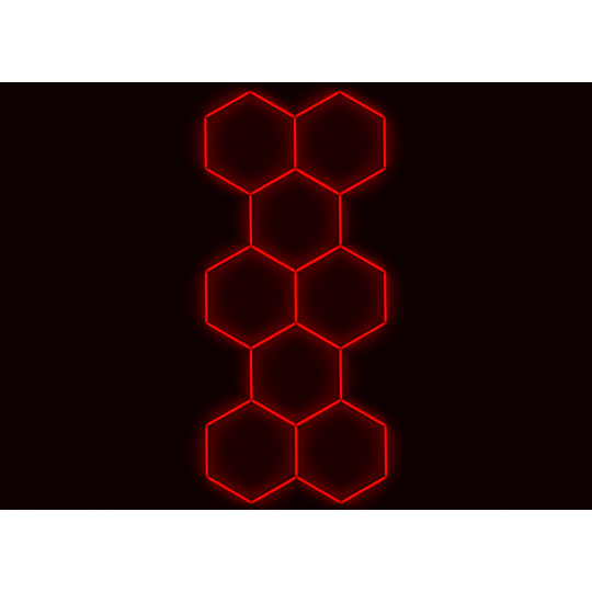 Kompletní LED hexagonové svítidlo červené, rozměr: 8 elementů 166 x 386 cm