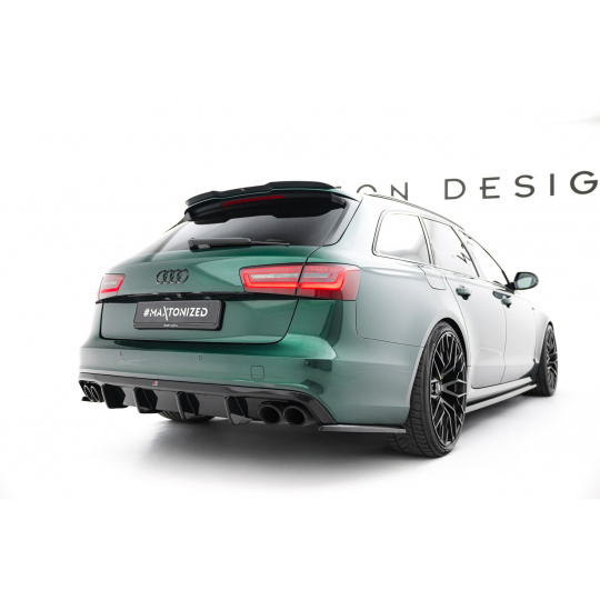 Maxton Design vložka zadního nárazníku pro Audi S6 C7, černý lesklý plast ABS, Avant