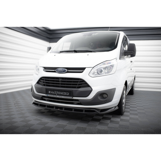 Maxton Design spoiler pod přední nárazník pro Ford Transit Custom Mk1 Standard, černý lesklý plast ABS