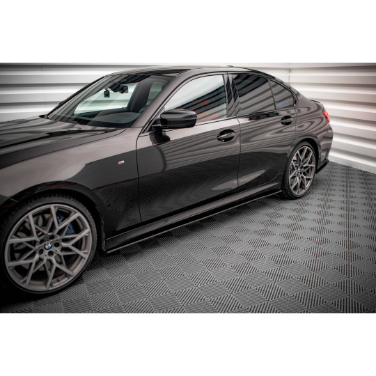 Maxton Design "Street Pro" difuzory pod boční prahy pro BMW řada 3 G20 M-Pack, G21 M-Pack, plast ABS bez povrchové úpravy, s červenou linkou