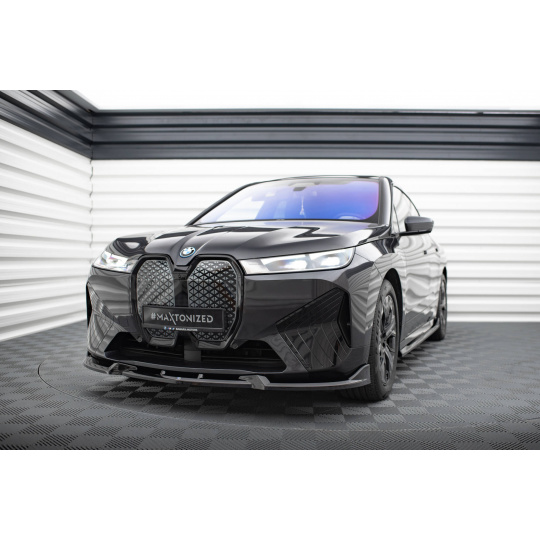 Maxton Design spoiler pod přední nárazník pro BMW iX I20, černý lesklý plast ABS, M-pack