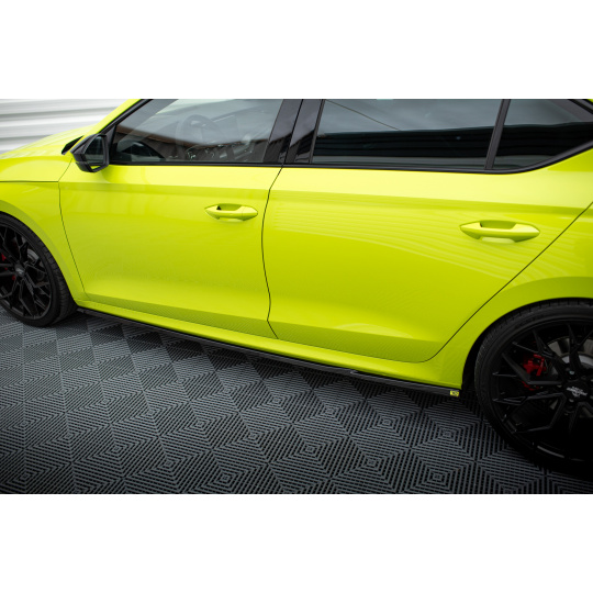 Maxton Design difuzory pod boční prahy ver.1 pro Škoda Octavia RS Mk4, Mk4 Facelift, černý lesklý plast ABS