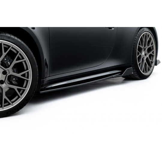 Maxton Design difuzory pod boční prahy ver.2 pro Porsche 911 992 Carrera /Sport Design, černý lesklý plast ABS