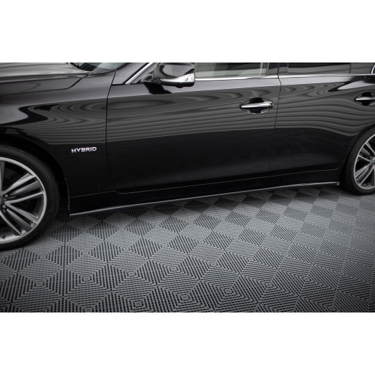Maxton Design difuzory pod boční prahy ver.2 pro Infiniti Q50 S Mk1, černý lesklý plast ABS