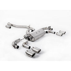 Milltek Sport výfukový systém cat-back 80mm / 3.15" Race s klapkami - bez rezonátoru (hlasitější) pro Volkswagen Golf Mk7.5 R 2.0 TSI 300PS (s GPF) - 80mm Race Systems 2019-2022, typ koncovek: oválné leštěné