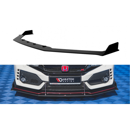 Maxton Design "Racing durability" spoiler pod přední nárazník pro Honda Civic Mk10 Type-S/R, plast ABS bez povrchové úpravy, s červenou linkou