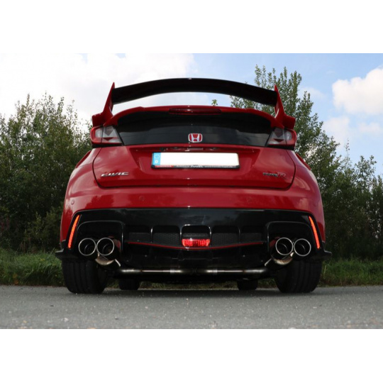 Fox Sportauspuff koncový tlumič výfuku s příčným výstupem s koncovkou 2x90 Typ 12 na obou stranách pro Honda Civic Type-R 04/2015-03/2017 s motorem 2.0