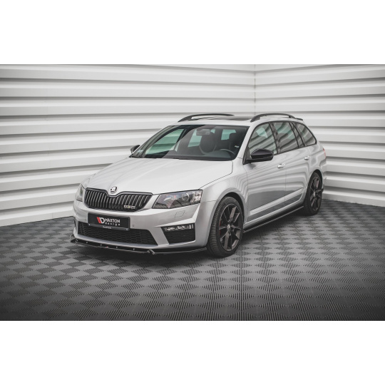Maxton Design spoiler pod přední nárazník ver.3 pro Škoda Octavia RS Mk3, černý lesklý plast ABS