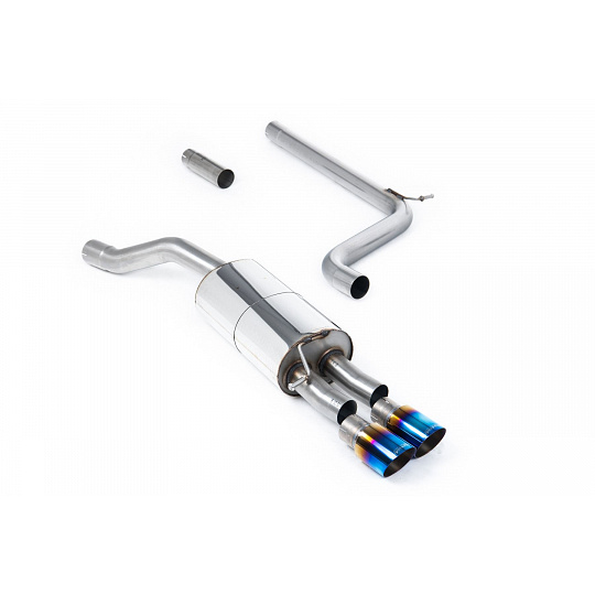 Milltek Sport výfukový systém cat-back GPF/OPF Back systém pro Volkswagen Polo 1.5 TSI (AW 5-dvéř. vč. Facelift) - s GPF/OPF 2019-2024, typ koncovek: GT-90 titanově modré